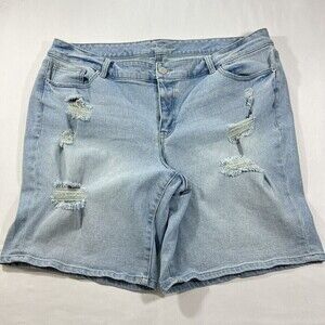 Maurice Plus Size Denim‎ Distressed Shorts Light Wash Size 20W
